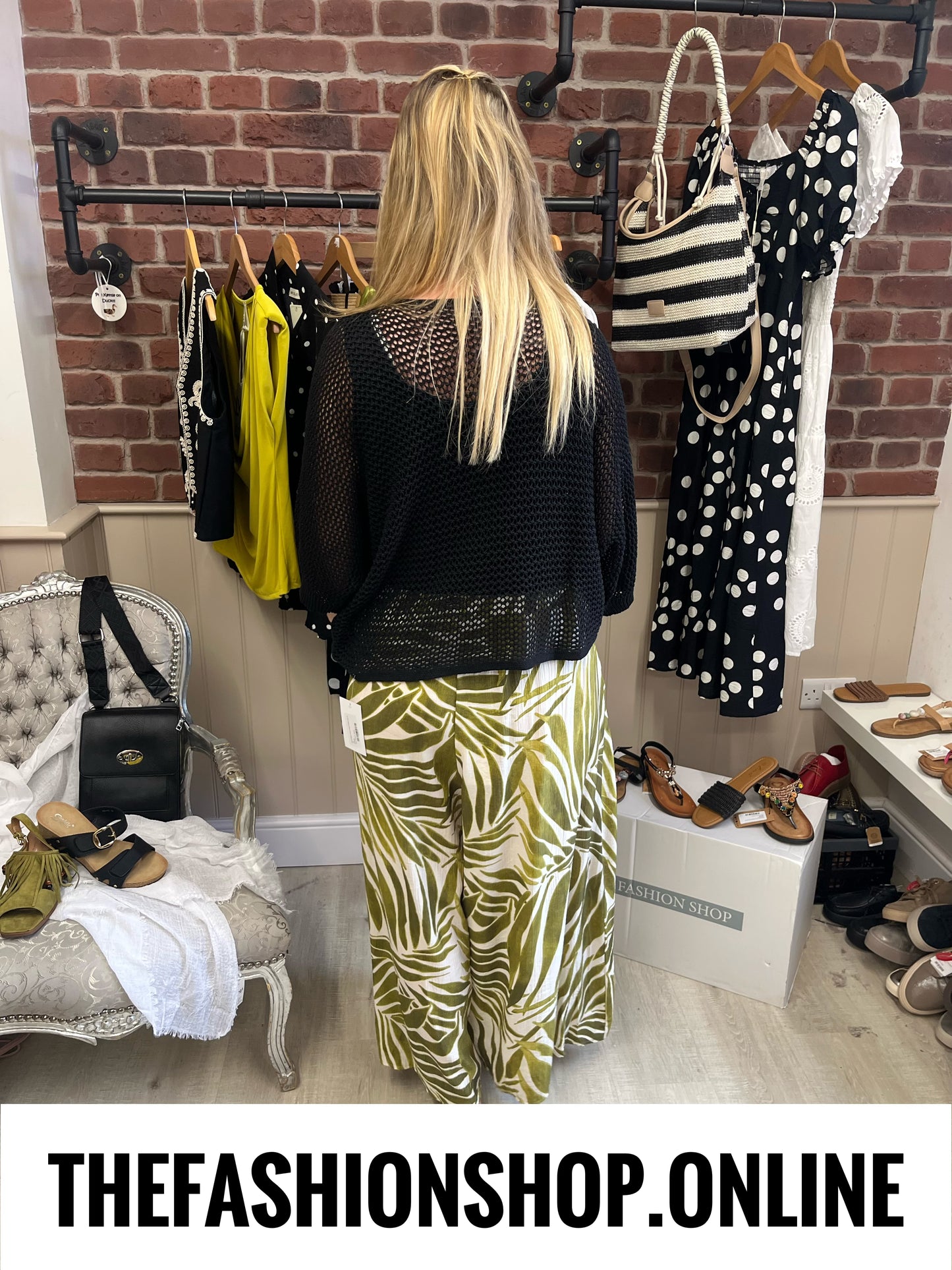 Mia lime and cream wide leg trousers 8-16