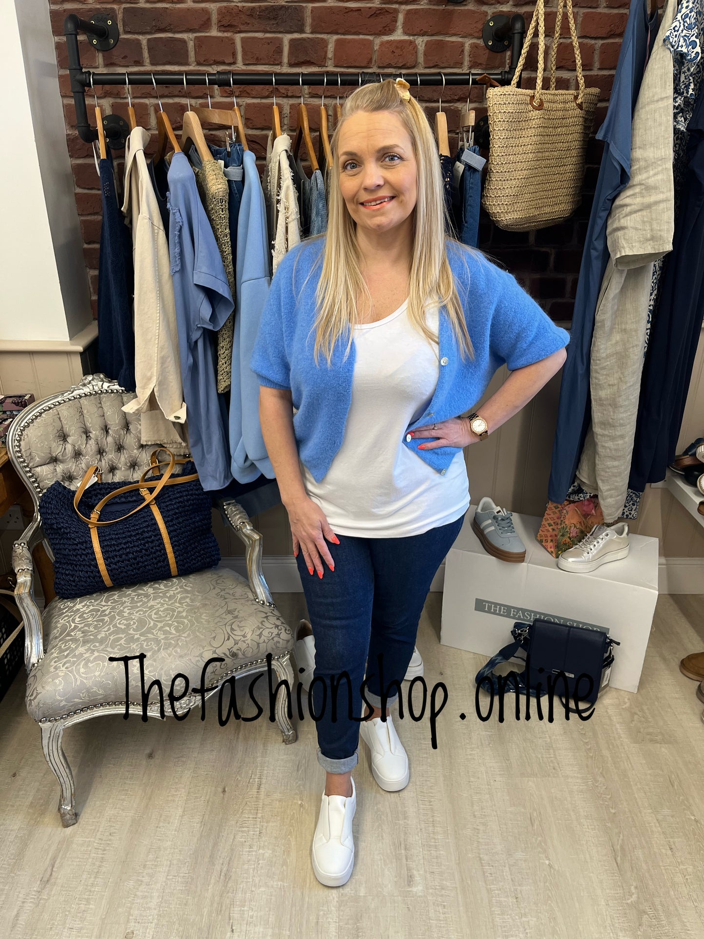 Tessa blue wool mix cardigan 8-12