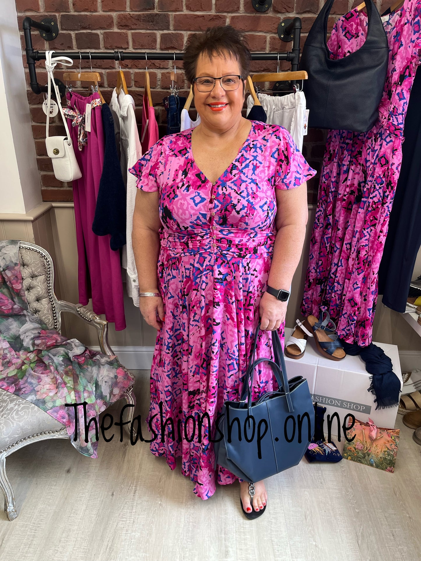 Stella Morgan multi pink angel sleeve dress sizes 12-20