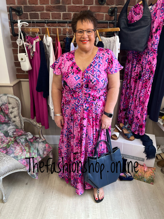 Stella Morgan multi pink angel sleeve dress sizes 12-20