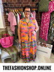 Mandy colourful palm tree summer dress 14-20