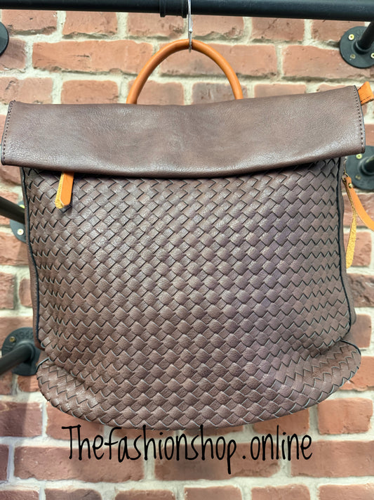 Harper Coffee Brown Woven Multi Bag