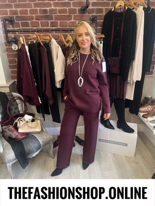Tasha wine cashmere mix co-ord 10-16