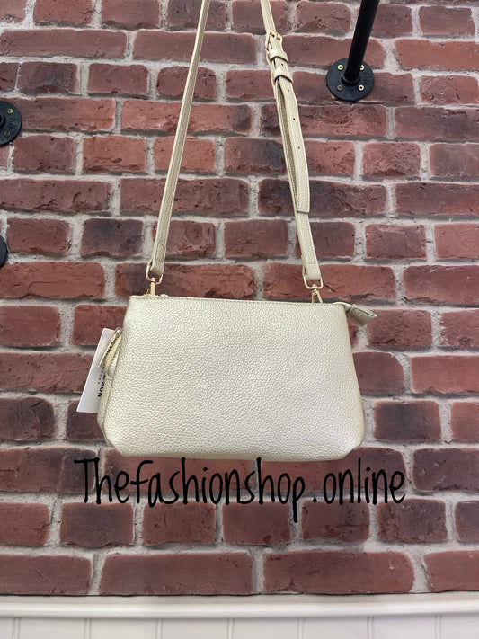 Hannah gold triple compartment bag