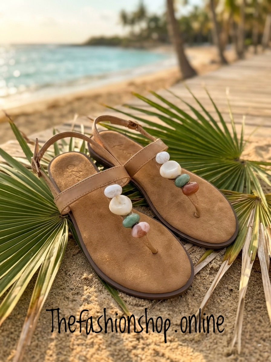 Isla beige beaded sandals sizes 3-8 (36-41)