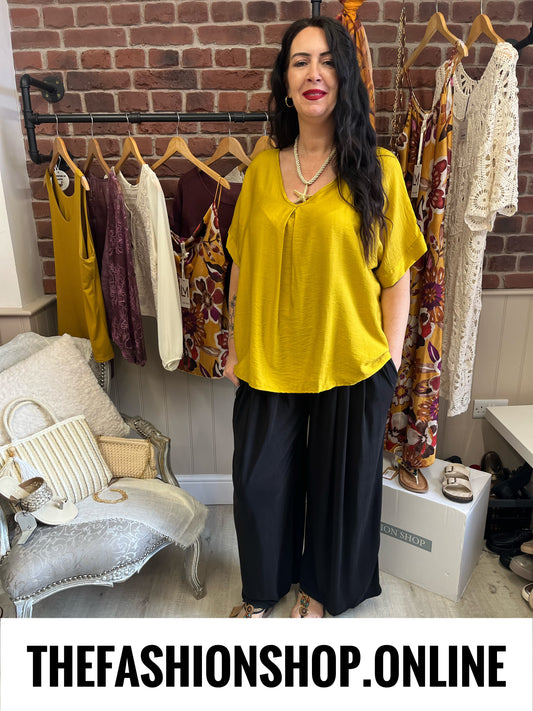 Layla V neck antique gold top 16-22