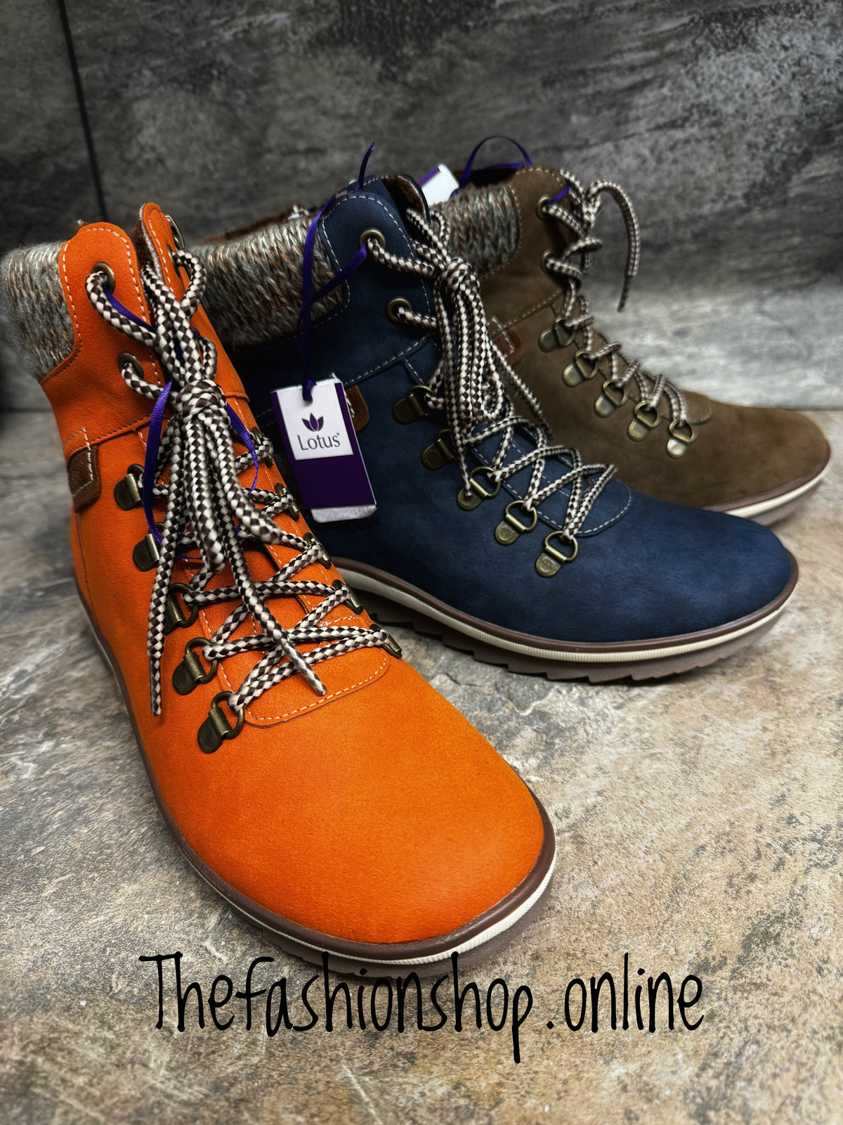 Lotus Libby orange ankle boot with side zip sizes 4-8