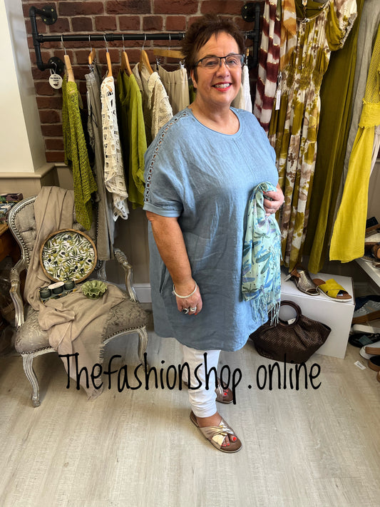 Demi denim blue linen mix tunic 16-24