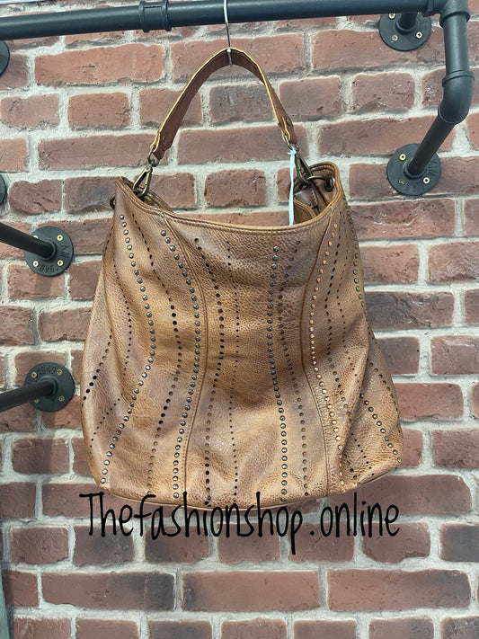 Sarah Tempest tan studded vintage bag