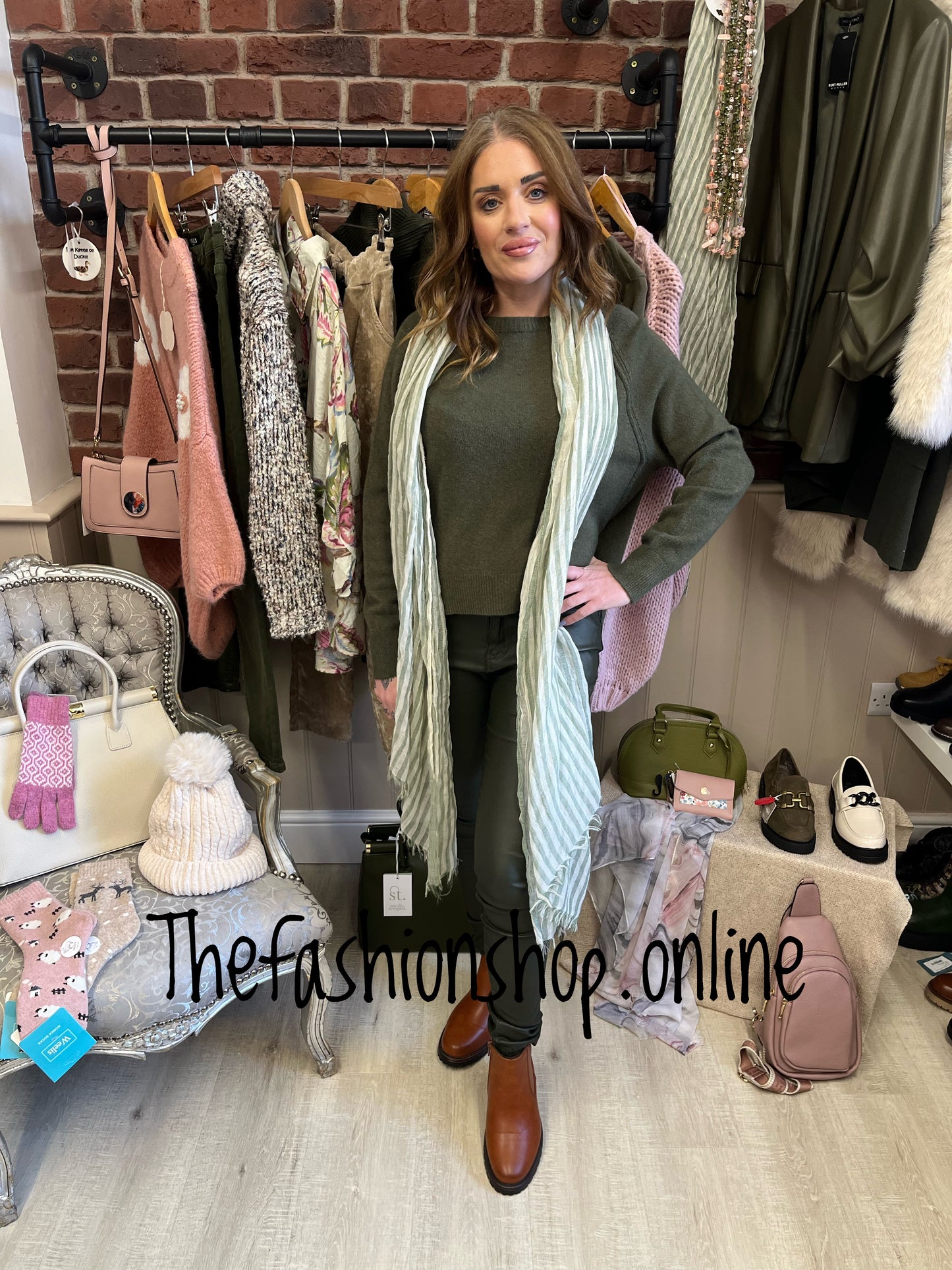 Erika khaki high low jumper 8-14