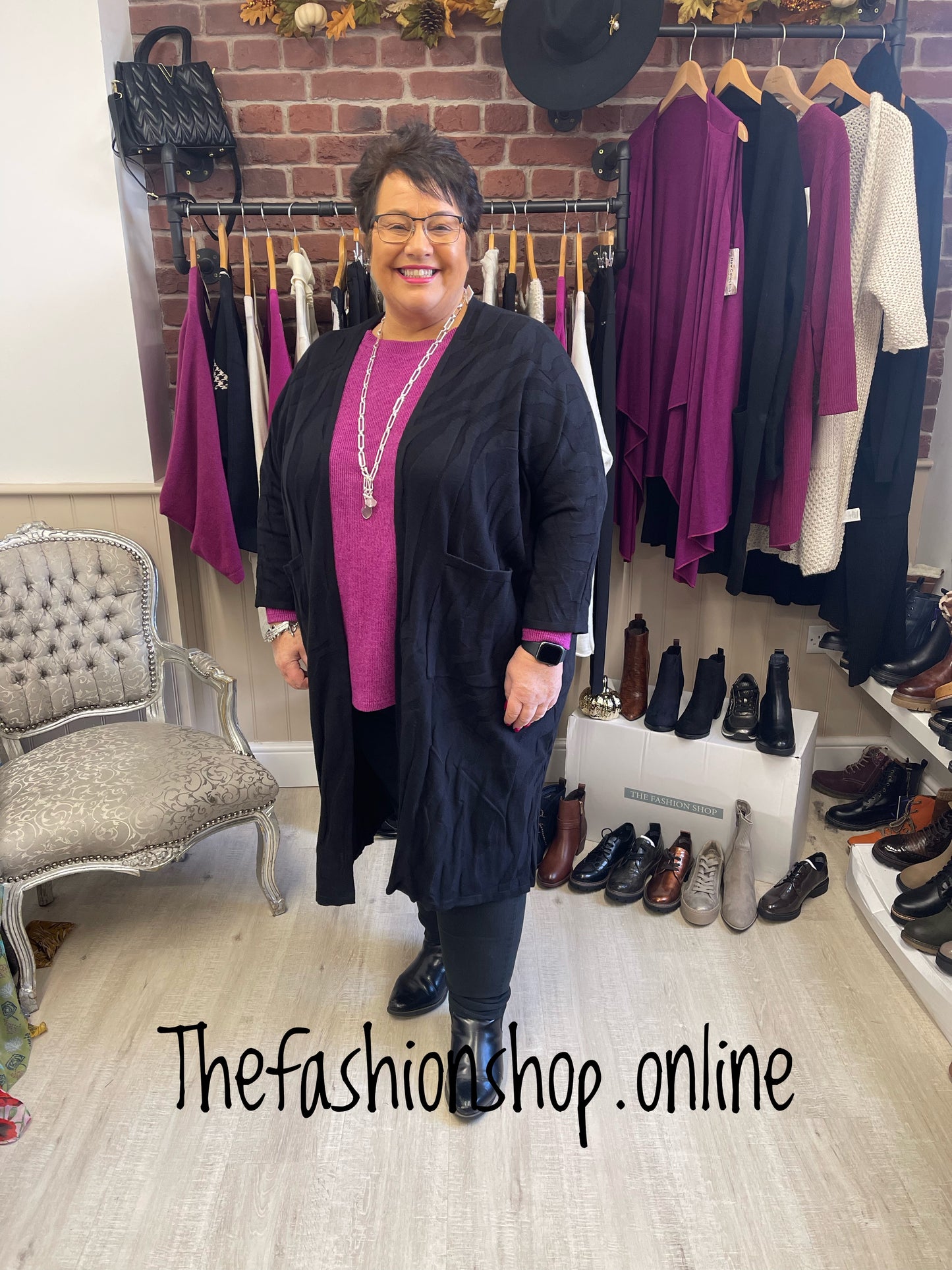 Sarah Tempest black tiger knit coatigan 16-26