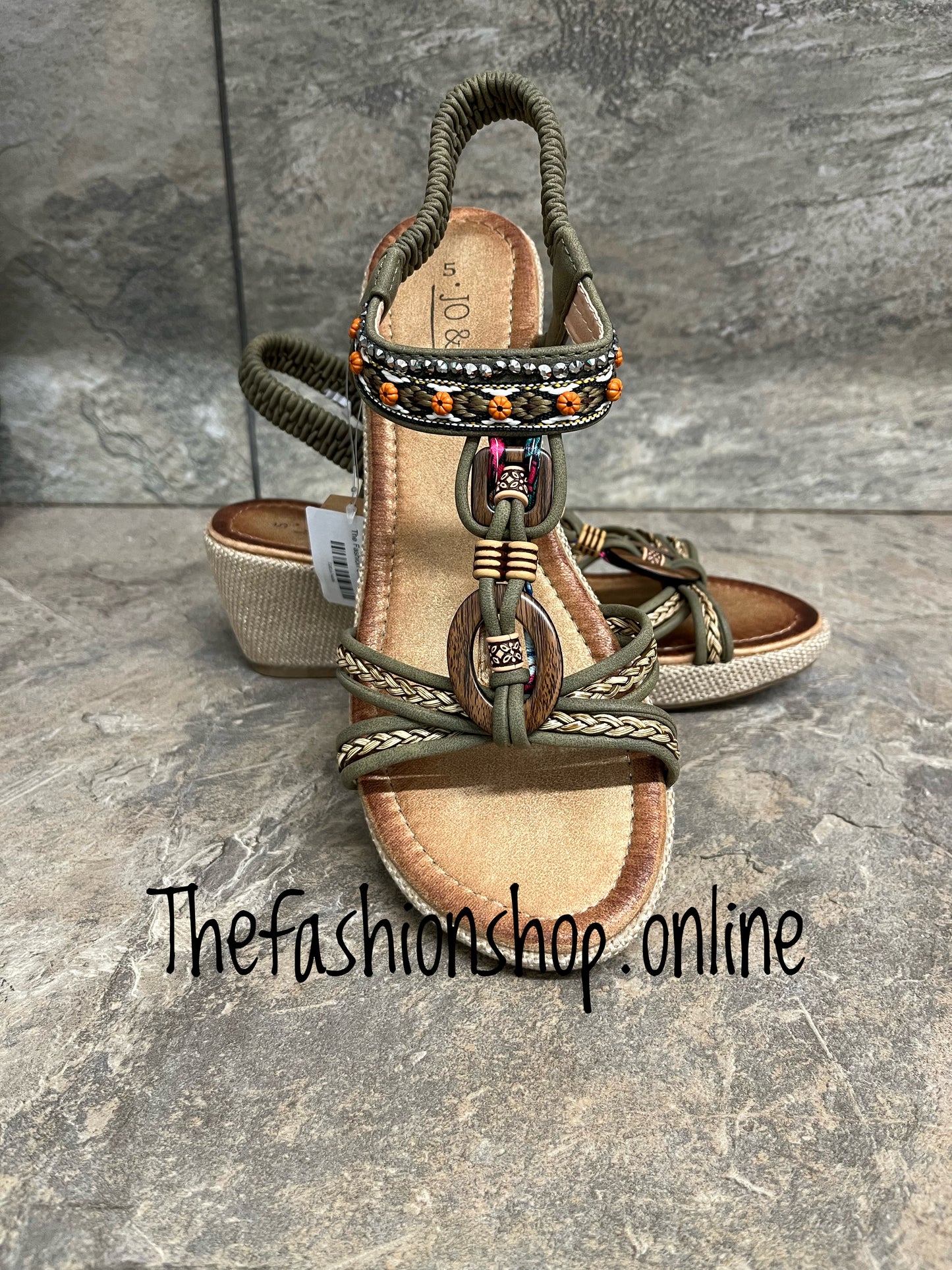 Jo & Joe khaki Trinidad wedge sandals sizes 4-8 (37-41)