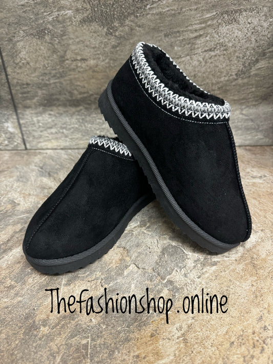 Black braided suede slipper 3-8