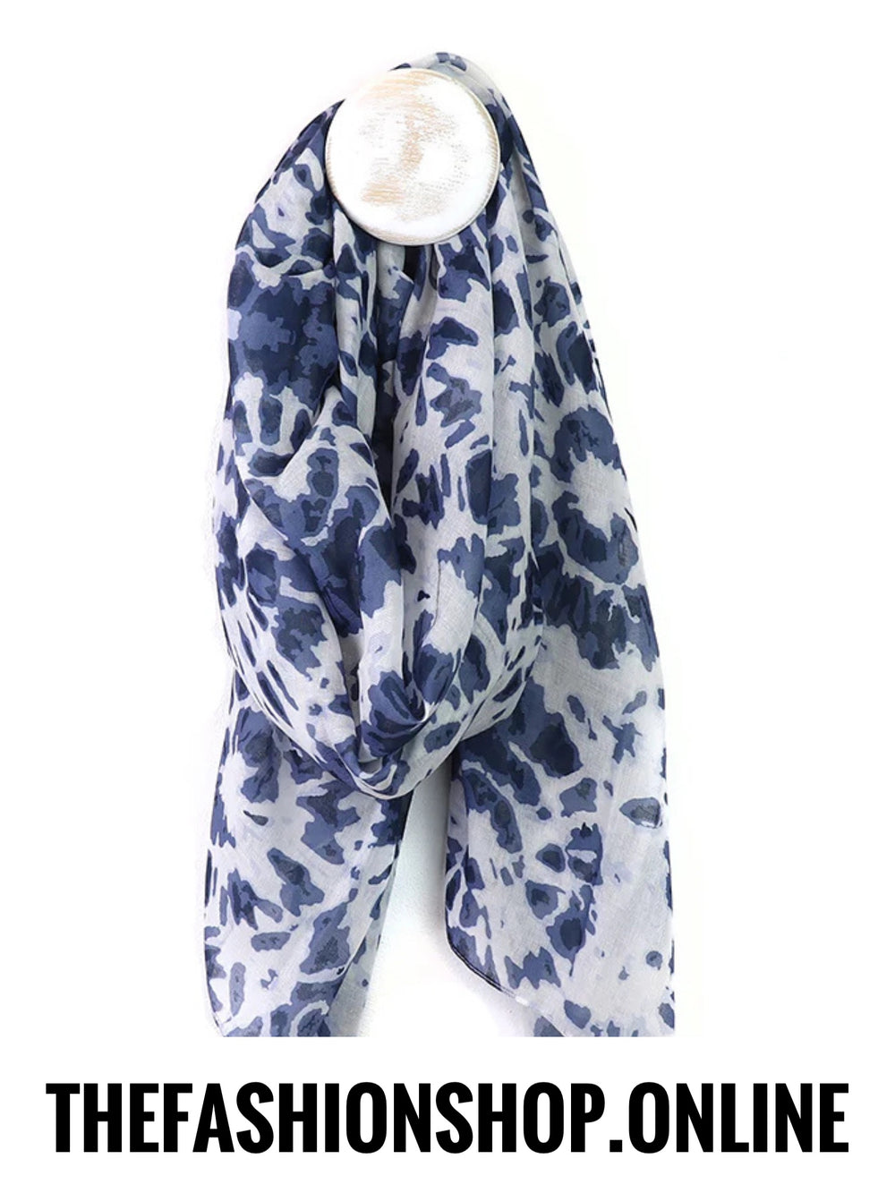 Pom Blue White Classic Tie Dye Print Repreve Scarf