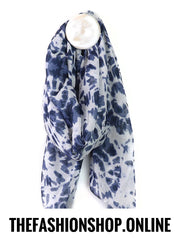 Pom Blue White Classic Tie Dye Print Repreve Scarf