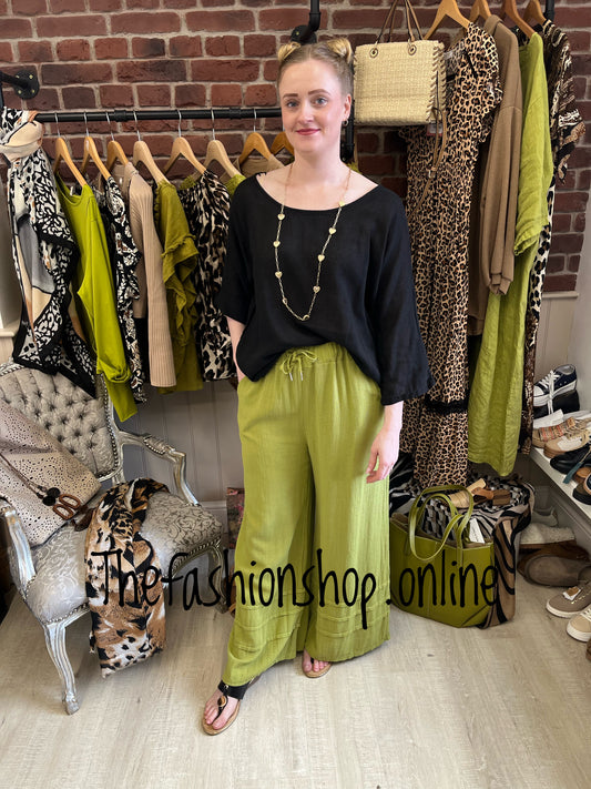 Adele olive linen mix trousers 10-16