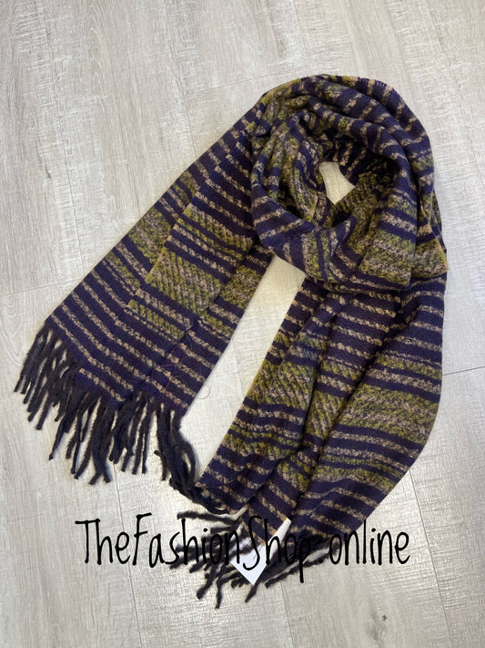 Damson striped winter scarf