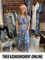 Lillie blue leaves gypsy maxi dress 8-18