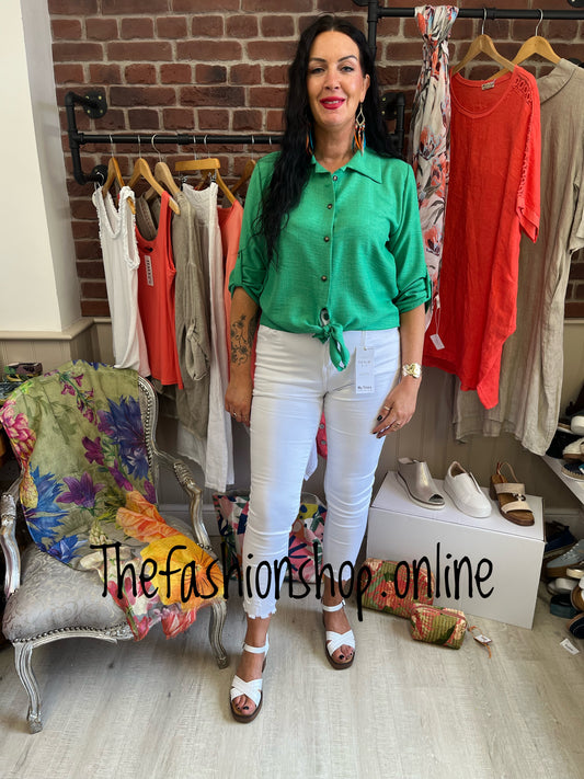 Maeve green tie front shirt 8-14