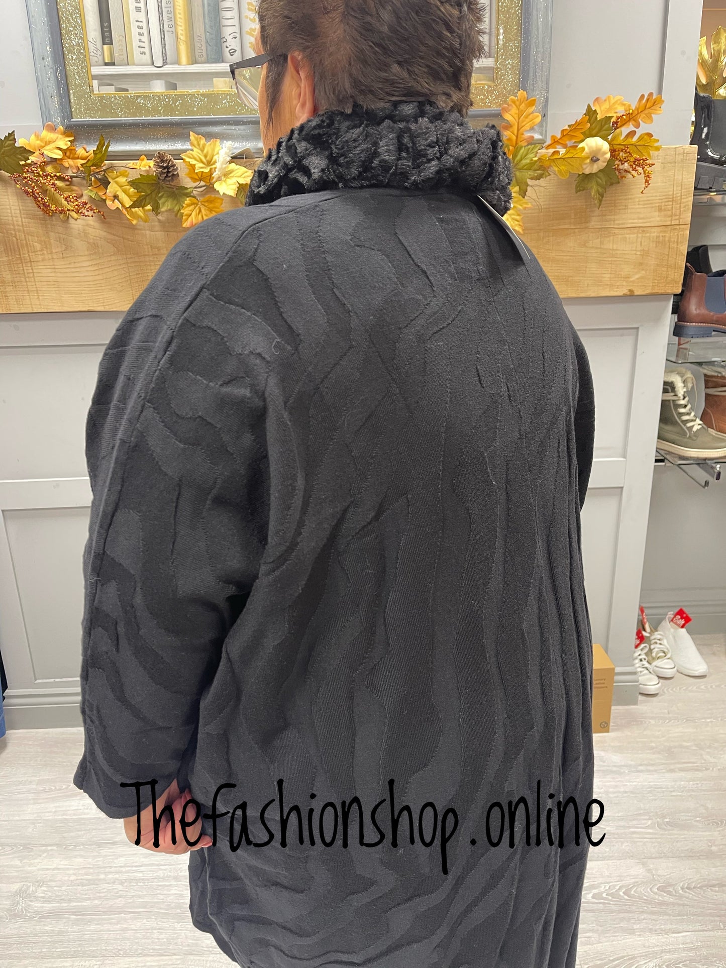 Sarah Tempest black tiger knit coatigan 16-26