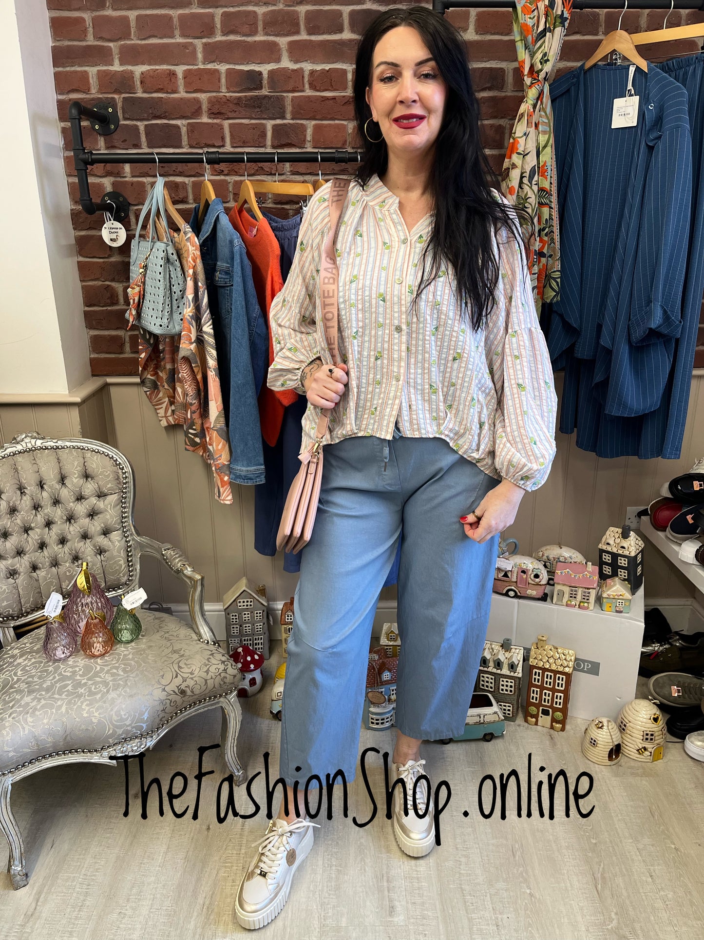Fiona denim blue stretchy trousers 10-16