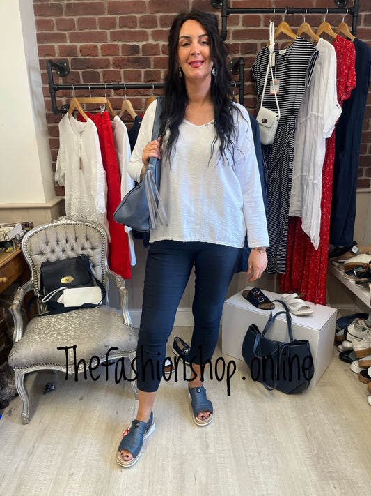 Tasha white button neck detail top 12-16