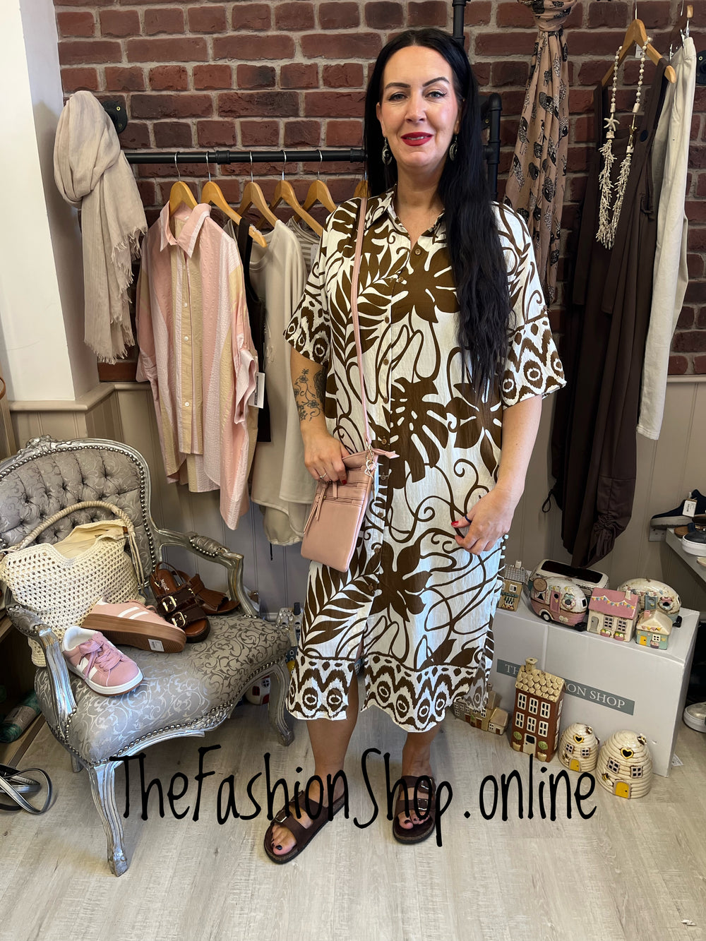 Willow brown and cream shirt dress 12-16