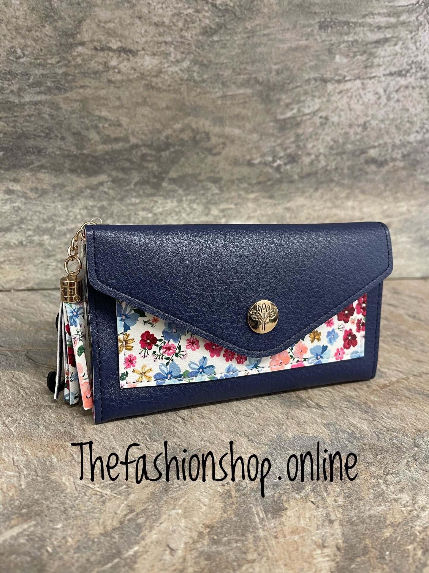 Navy floral wallet