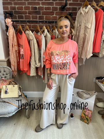 Lizzy beige wide leg trousers 10-16