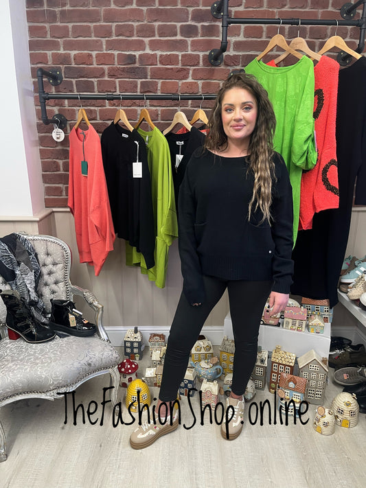 Jess black twin pocket jumper 8-14