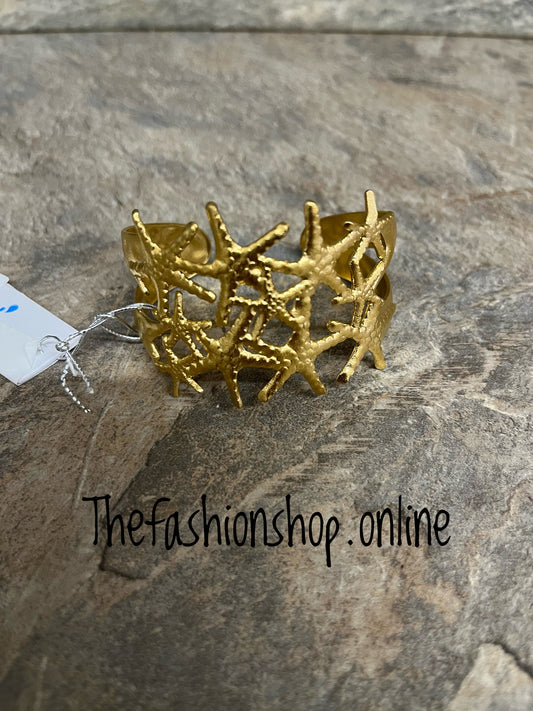 Zelly gold plated starfish cuff bracelet