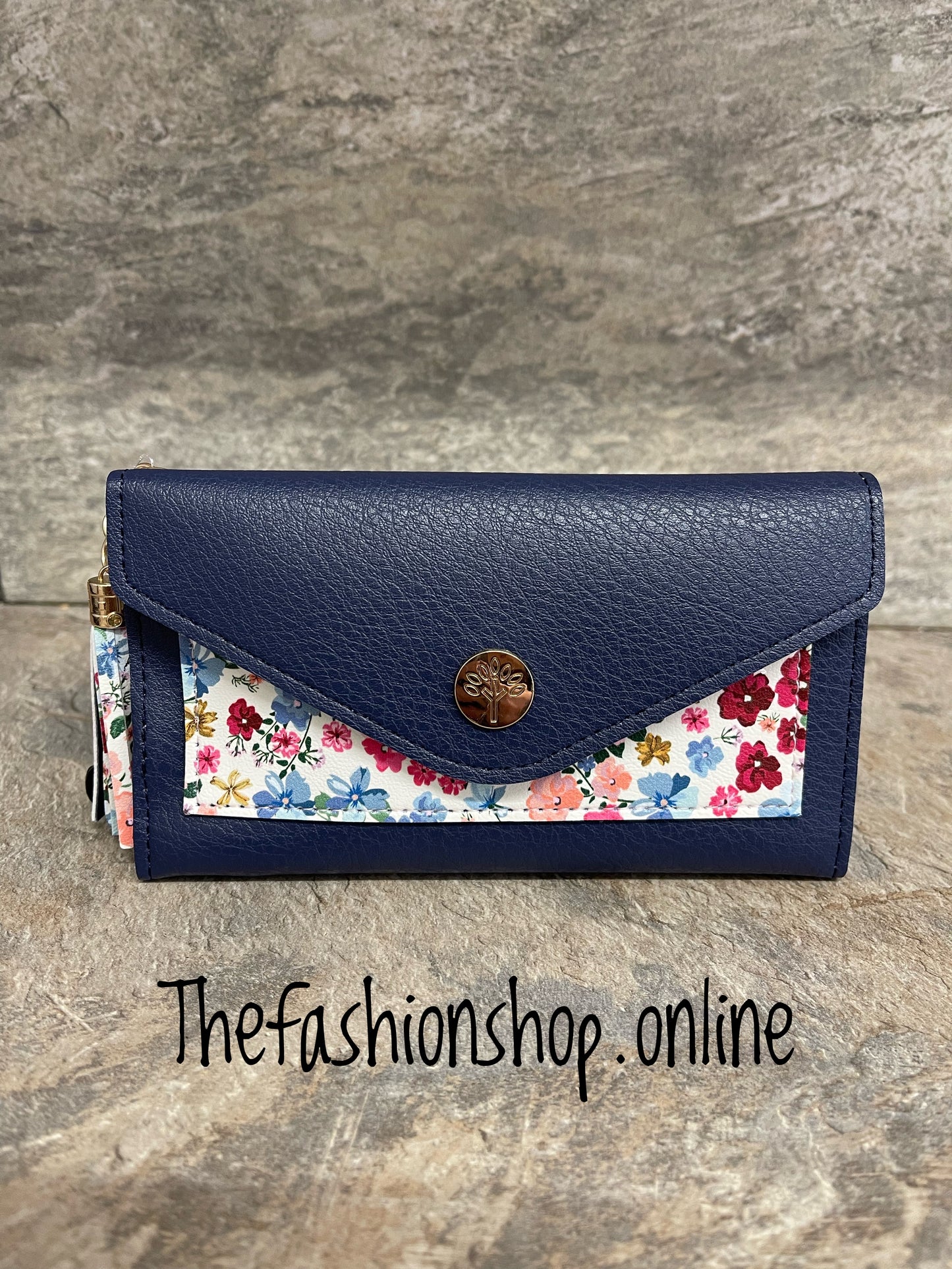 Navy floral wallet