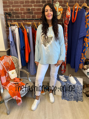 Vicky light blue love top 12-16