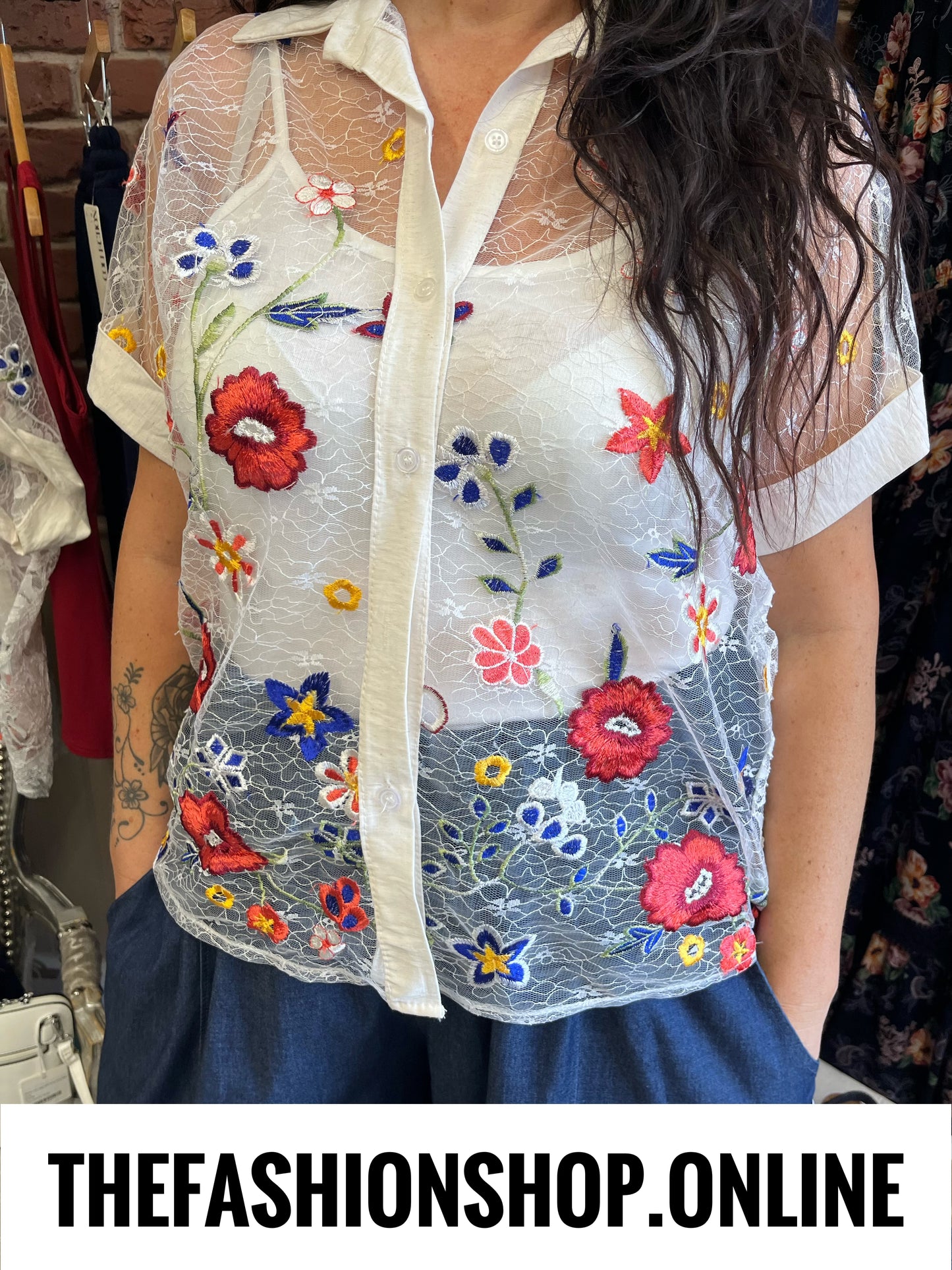 Ashley lace floral blouse with vest 10-16