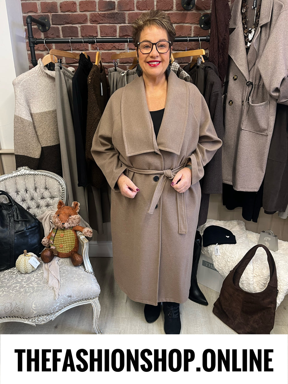 Teagan mocha wide collar coat 16-22