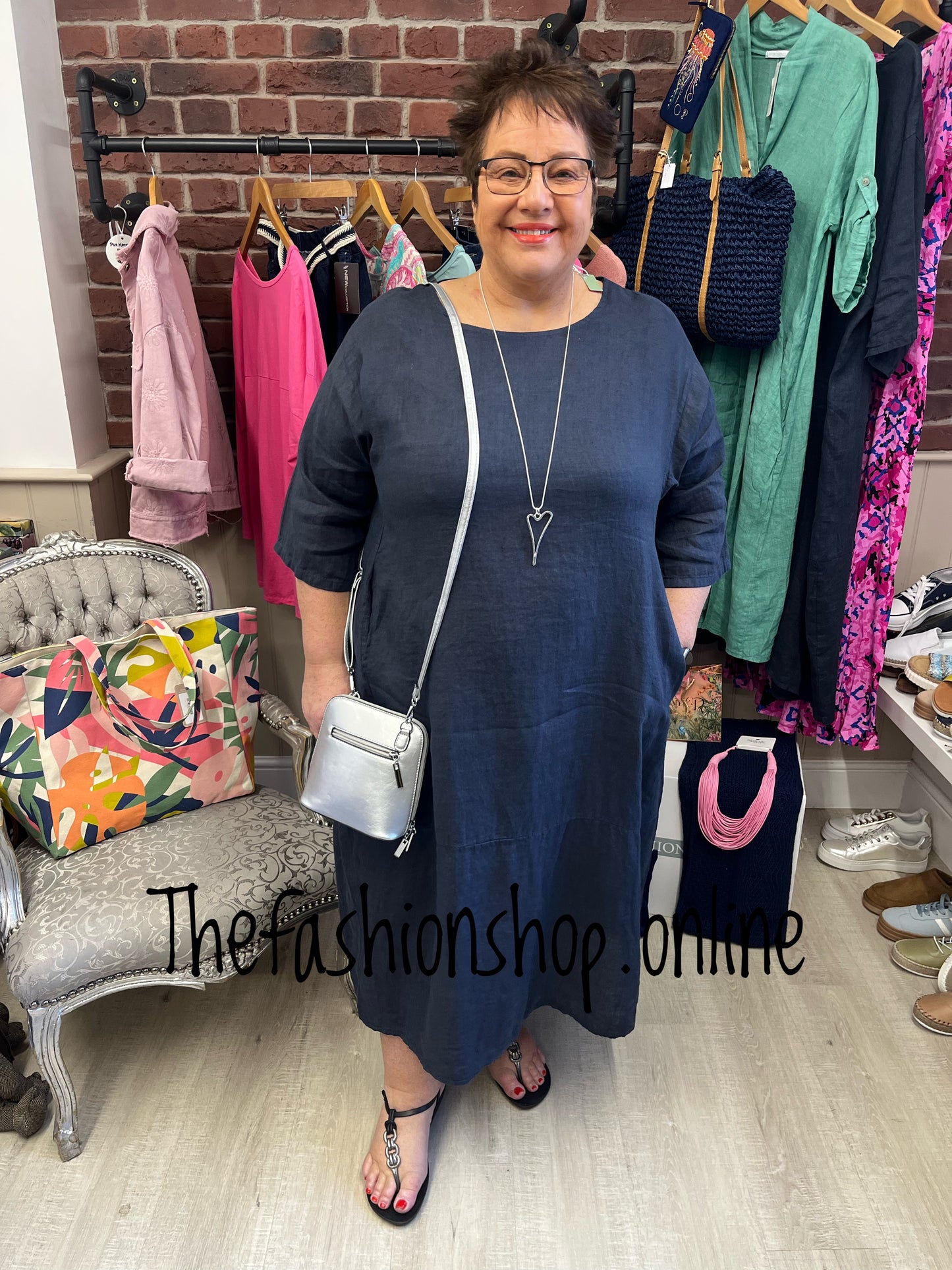 Keira navy cocoon dress with straight hem 16-22