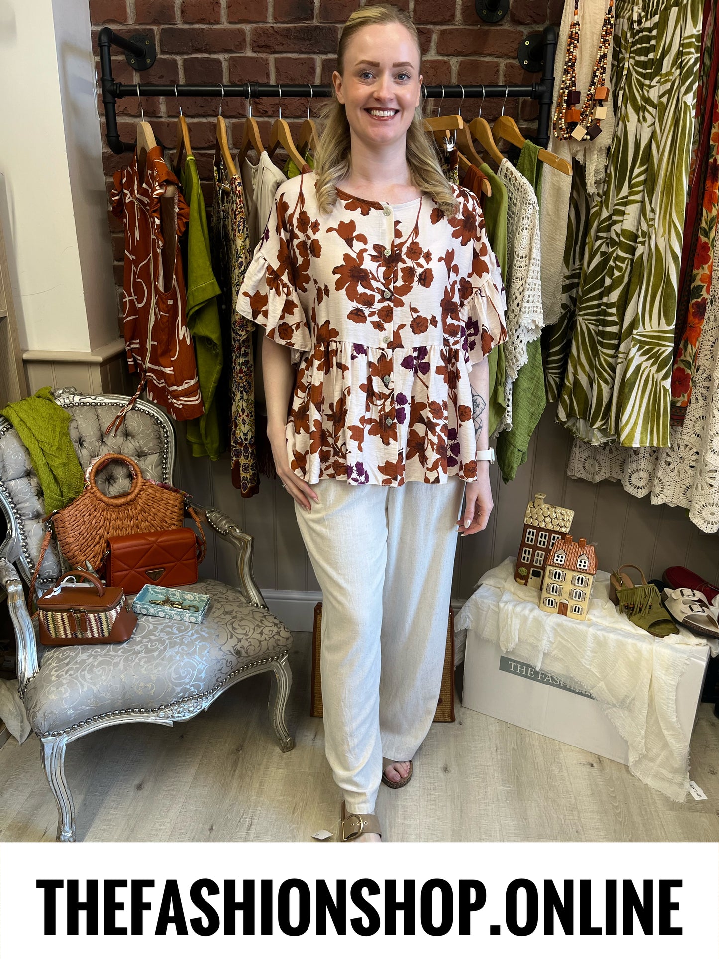 Erica floral frill blouse 8-14