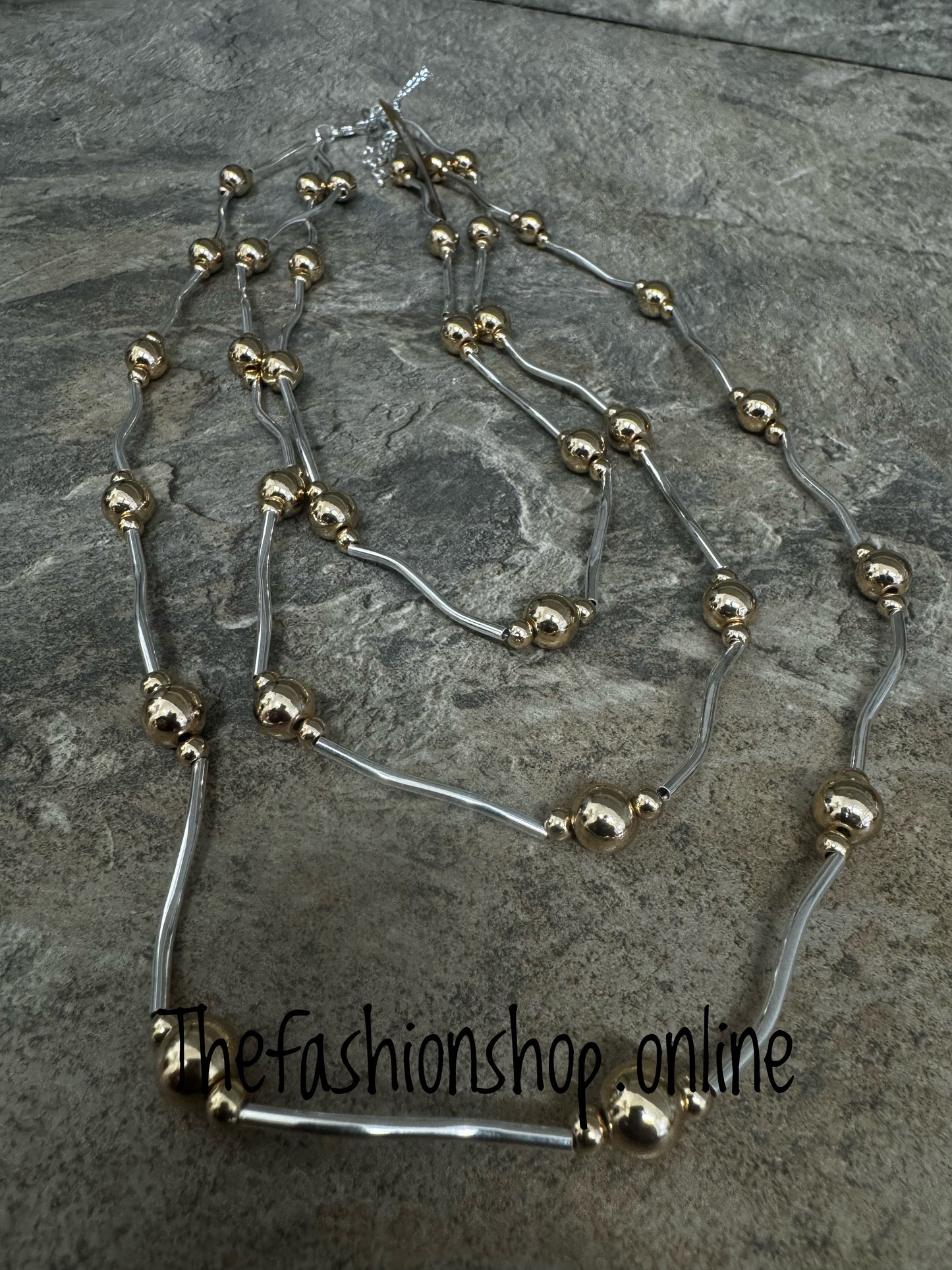 Multi-Strand Silver and Gold Necklace