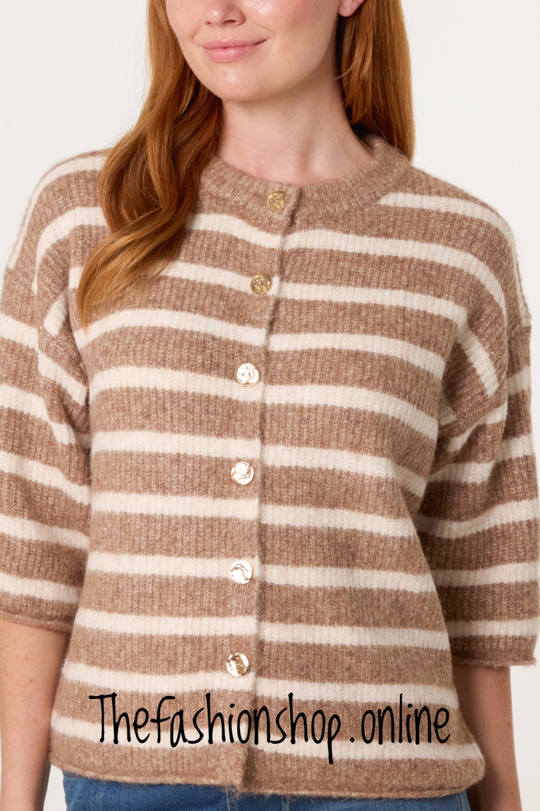 Nina camel striped wool mix cardigan sizes 8-12 and 14-16