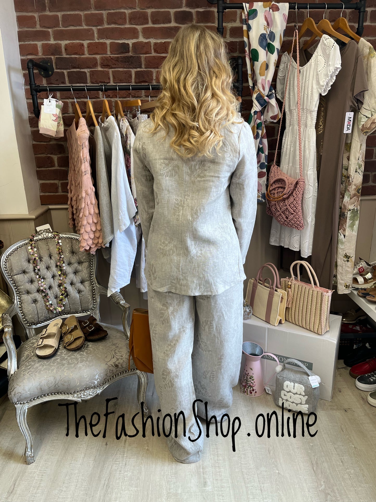 Macey stone linen jacket 8-12