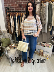 Ellie camel crochet layering top 12-18