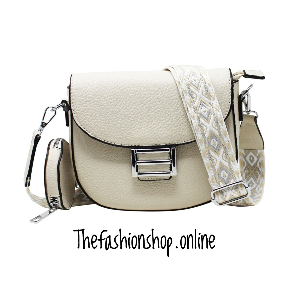 Suzie Saddle Bag with Shoulder strap and coin purse in Beige