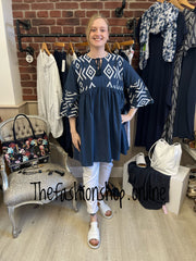 Navy and white embroidered smock sizes 10, 12 and 14