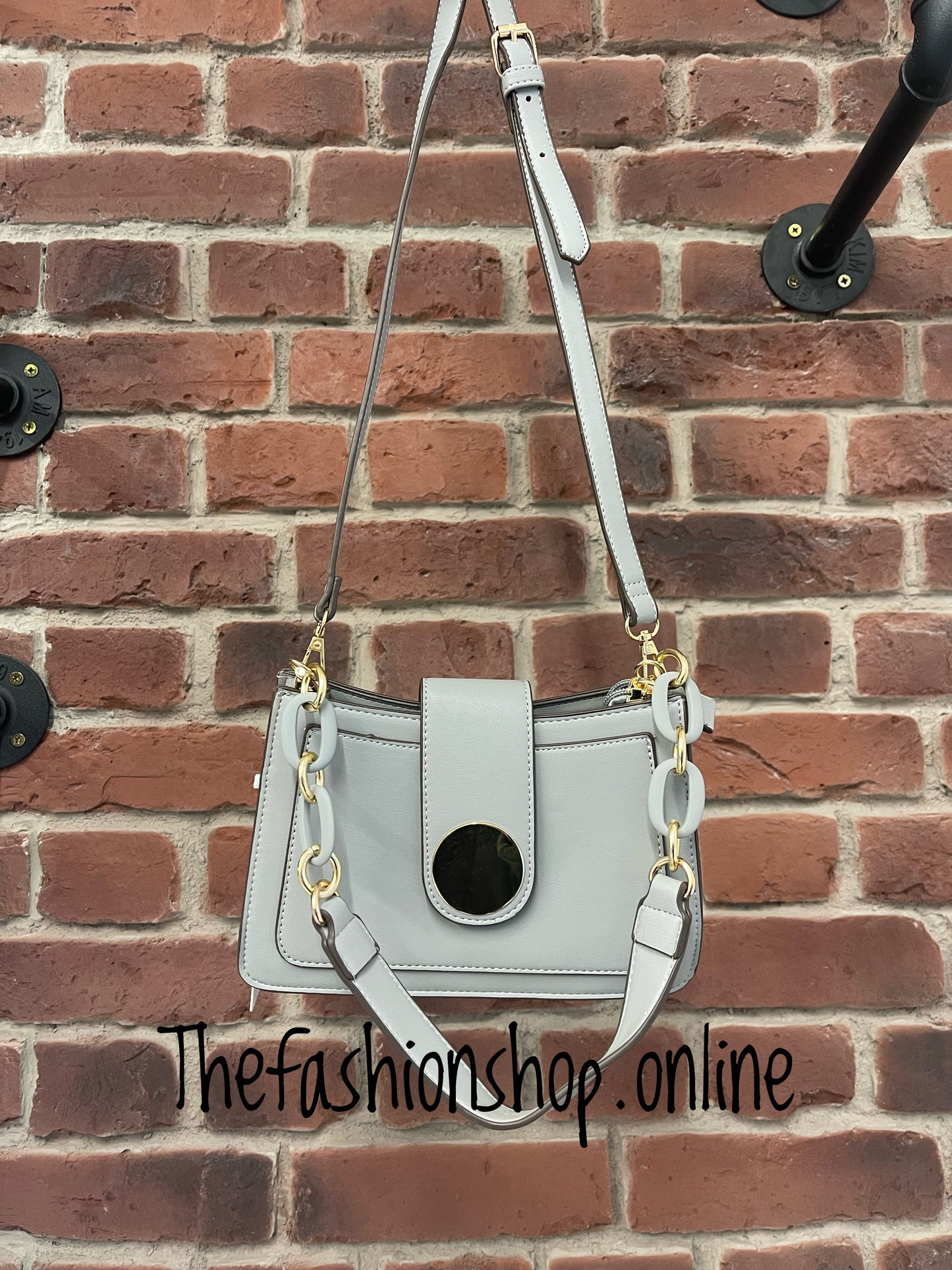 Grey small disc bag with two straps