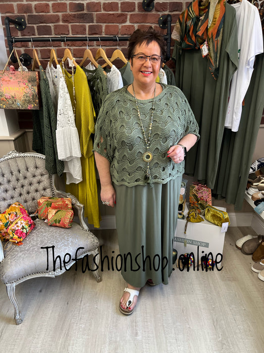 Rochelle khaki crochet top 8-20