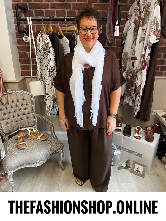 Layla V neck brown top 16-22