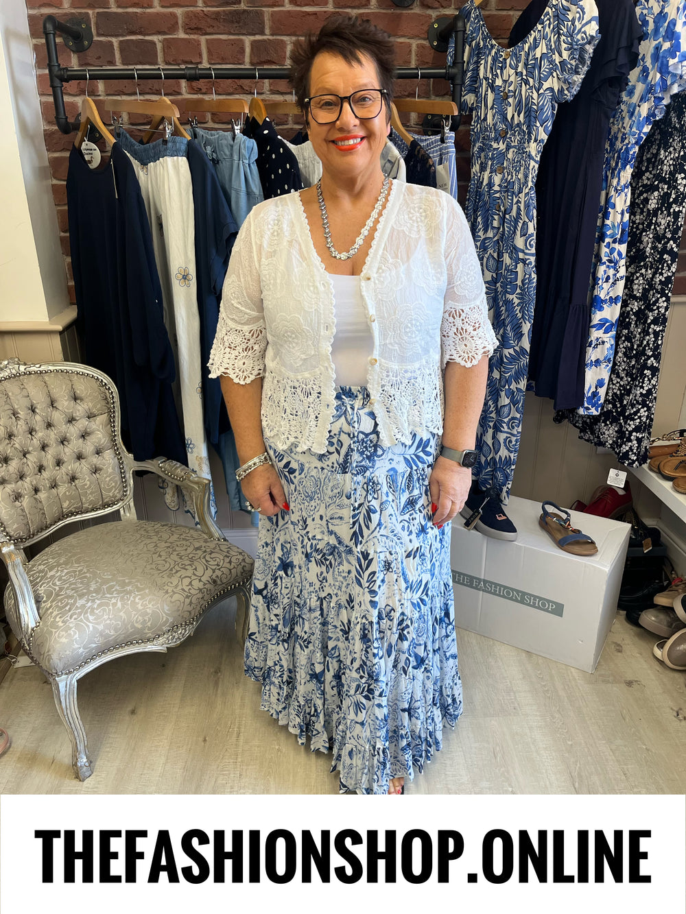Paloma blue tiered maxi skirt sizes 10-18