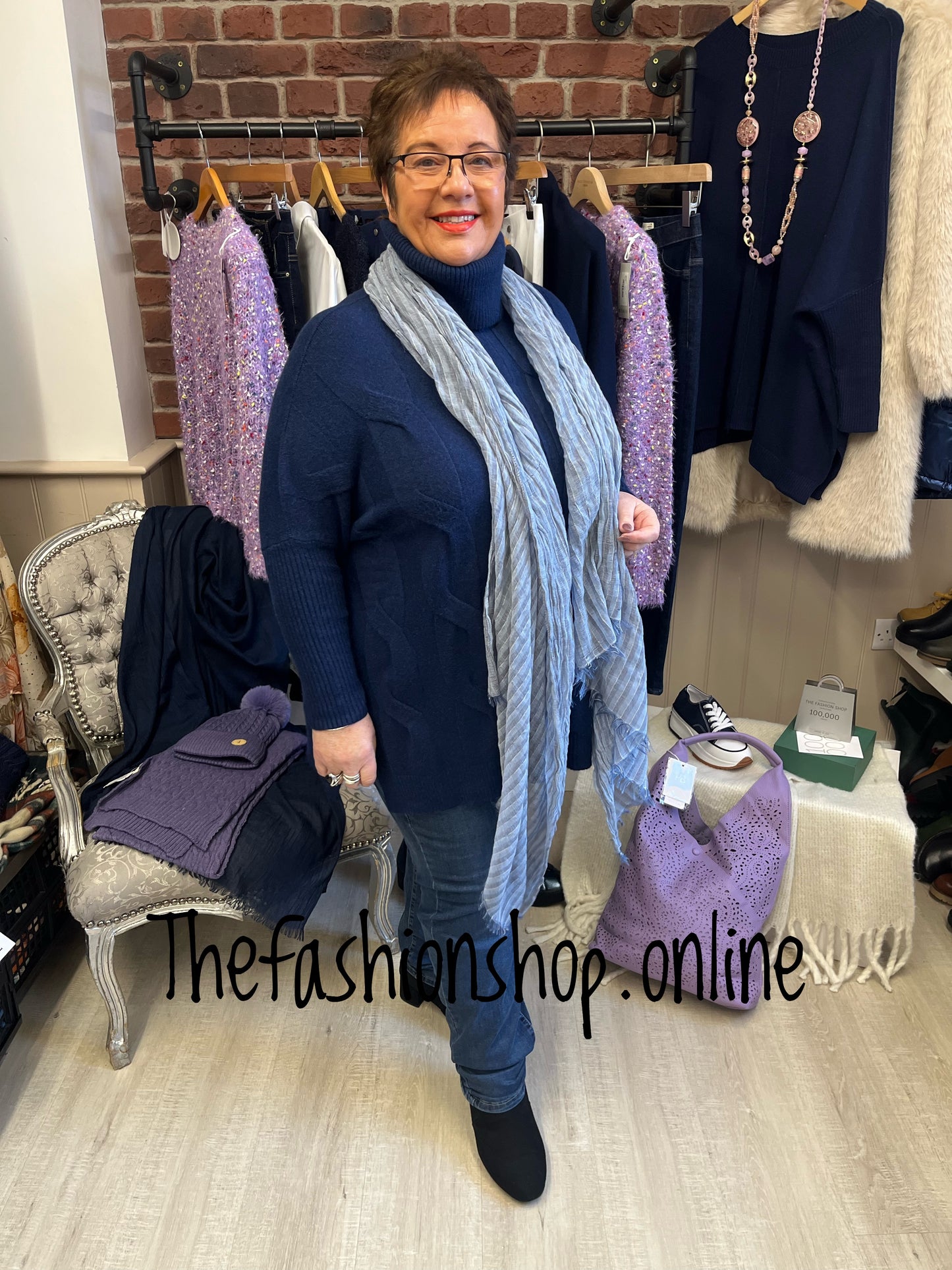 Amelia Navy cable knit polo jumper 12-22
