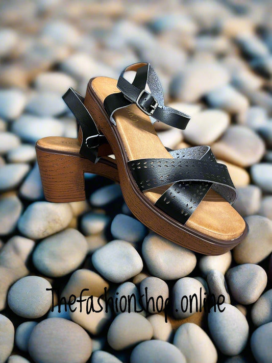 Sandy black block heel sandal sizes 3-8 (36-41)