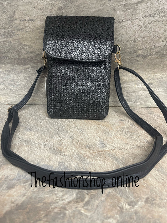 Black rattan style mini bag